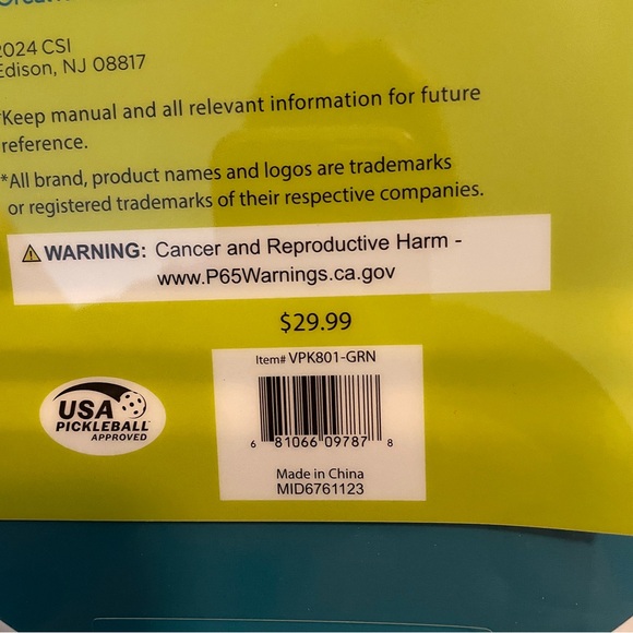 Set of 4 Sakar Adults Pickleball Paddle Mint Gingham/Blue Stripe Double Sided - Picture 4 of 6